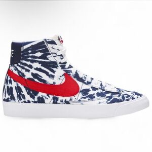 Nike Blazer Mid ‘77 Vintage Blue Tie Dye Red Swoosh Sneakers